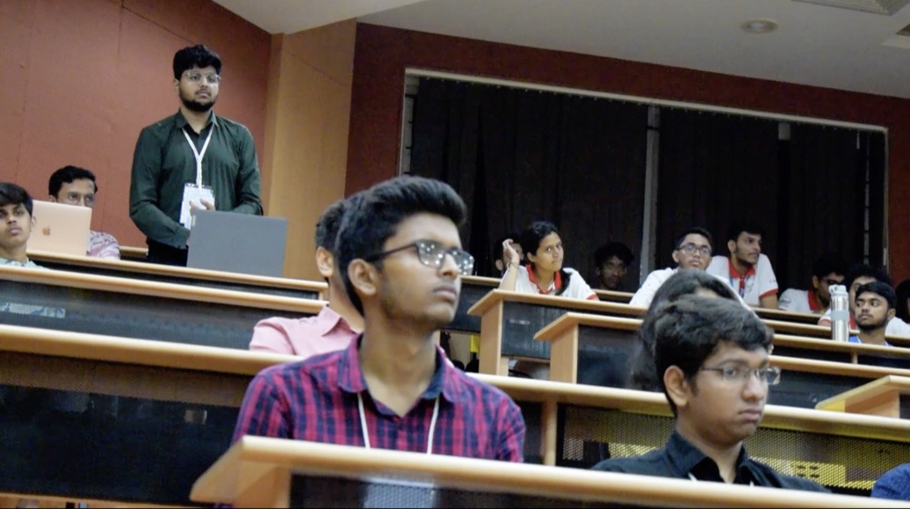 Rahul Khatri as a student in the audience at VIT Vellore